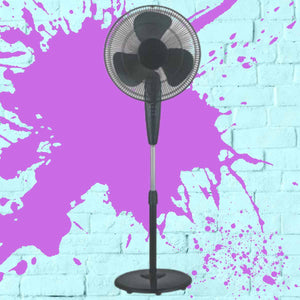 16" Low Noise Pedestal Fan Solid Base Black